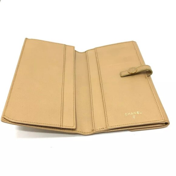 CHANEL COCO Button Wallet Bi-fold Wallet Long Wallet Beige/GoldHardware - Picture 7 of 16